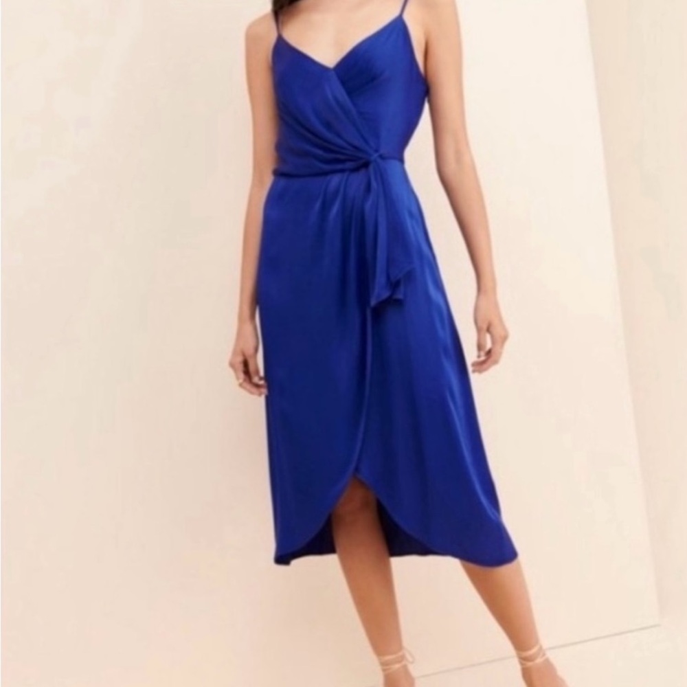 Anthropologie Cobalt Blue Wrap Midi Dress
